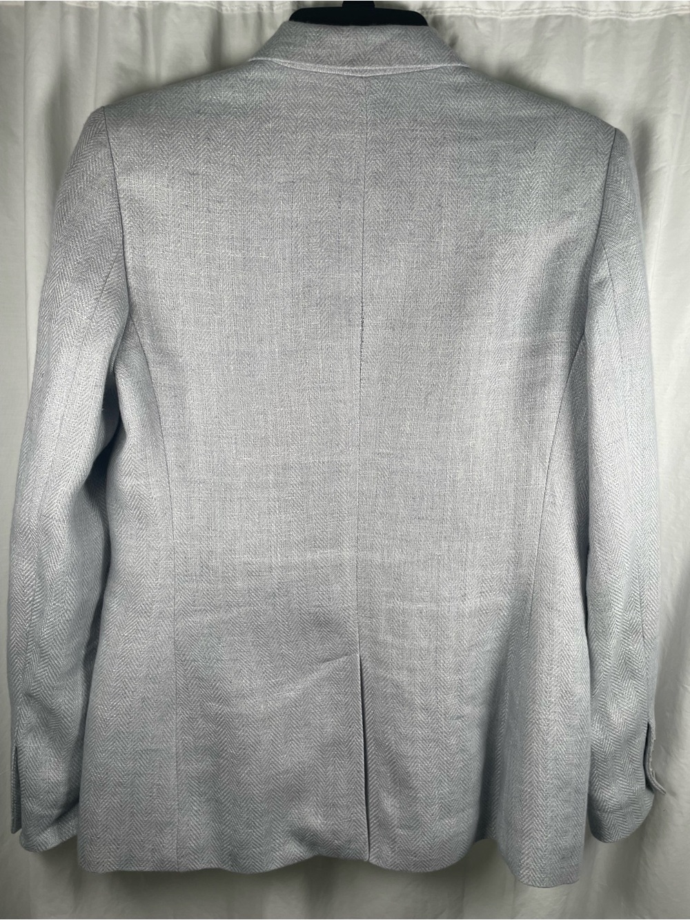 Ralph Lauren Light Blue/Gray Single-Button Herringbone Linen Blazer - Picture 9 of 16